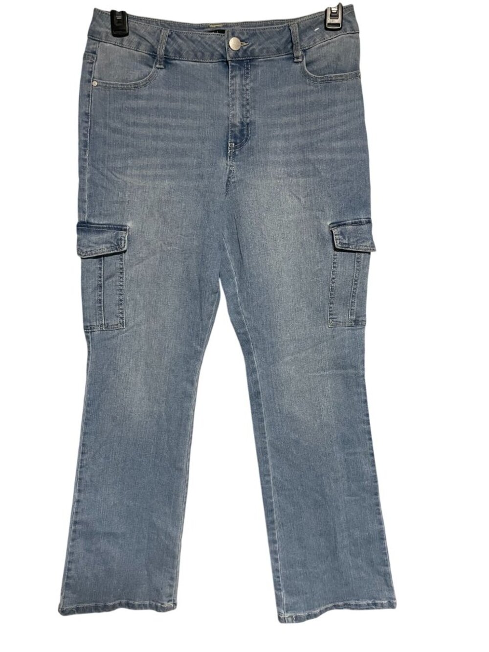 D Jeans Womens Cargo Jeans Size 12 Light Wash Cotton Blend Stretch Denim